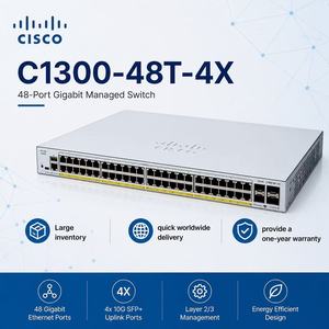 Commutateur C1300-48T-4X pour la série 1300, 48 ports Ethernet 10/100/1000 + 4 ports SFP 10G, empilable, prise en charge des VLAN - Product Image 1