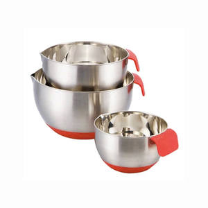 Black Stainless Steel <b>Mixing</b> <b>Bowl</b> Set Non-Slip with Pour Spout Handle and Lid Set of 3 Metal Material - Product Image 4