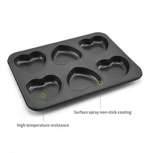 Custom Wholesales High Temperature Resistance Pastry <b>Tray</b> Carbon Steel Bakeware 6 Cups Heart Shape <b>Non</b> <b>Stick</b> <b>Baking</b> Pan - Product Image 4