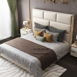 Mobili Moderni per Camera da Letto Letto Matrimoniale Semplice in Pelle con Contenitore e Testiera Alta - Product Image 5