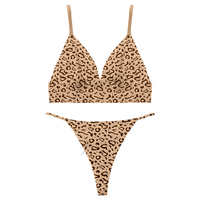 Dernière Collection : Ensemble Lingerie Femme Sexy Imprimé Léopard – Soutien-Gorge et String Sans Coutures Effet Invisible avec Ceinture Élastique en V
