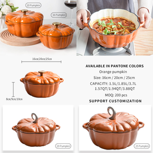Potiron <span class=keywords><strong>en</strong></span> <span class=keywords><strong>fonte</strong></span> <span class=keywords><strong>d</strong></span>'émail multicolore de haute qualité Four hollandais Casserole de citrouille <span class=keywords><strong>en</strong></span> émail antiadhésif pour accueillir Noël - Product Image 2
