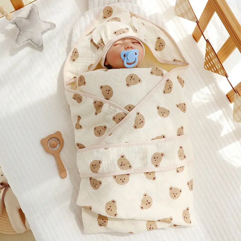 4 Schichten Krepp Stoff Baby Taschen Neutrale Empfangs decke Neugeborene Kinder Wickelt ücher Baby Musselin Wickel decke