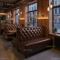 Canapé Chesterfield en cuir moderne pour restaurant, banquette rétro à dossier haut capitonnée, ensemble table et chaises pour café fast-food