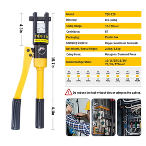 Yqk120 cầm tay hướng dẫn sử dụng kìm dây kẹp Báo Chí công cụ cu 120mm thiết bị đầu cuối thủy lực uốn tóc bồng công cụ với tiêu đề thay thế - Product Image 2