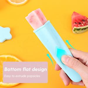 4 moules à sucettes glacées d'été en silicone multicolores et réutilisables pour enfants, moules à crème glacée <span class=keywords><strong>calippo</strong></span> écologiques avec couvercle pour bricolage - Product Image 4