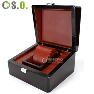 Boîte à montres en bois de luxe haut de gamme, imprimée, pour homme et femme, avec logo personnalisé, finition grain de bois, pour présentation de montres - Product Image 1