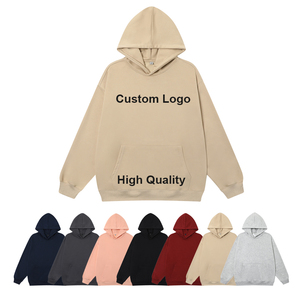 Felpa Unisex Beige in poliestere da 320gsm Oversize con cappuccio tinta unita in spugna con Logo <span class=keywords><strong>personalizzato</strong></span> Pullover da lavoro <span class=keywords><strong>ricamato</strong></span> <span class=keywords><strong>abbigliamento</strong></span> - Product Image 1