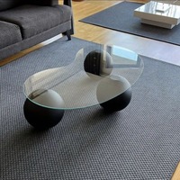 Table Basse Créative Minimaliste LeTao Tao 2026 Nouveau Modèle en Verre Trempé Durable avec Cadre Métallique Style Crème Forme Cachemire Facile à Assembler