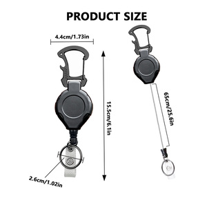 Multi‑Shape Custom Logo Heavy‑Duty Sturdy Retractable Yoyo Badge Reel, Carabiner Keychain for ID Badge & Key Accessories - Product Image 3