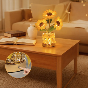 LED Sunflower <b>Night</b> <b>Light</b> Touch Control <b>USB</b> Rechargeable Warm White Decorative Table Lamp For Room Home Decoration - Product Image 4