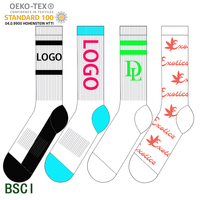 Chaussettes en coton de bambou personnalisées sans MOQ, conception gratuite, logo personnalisé, chaussettes mi-mollet, lot en stock