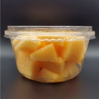 Contenants alimentaires transparents en PLA biodégradable en gros, gobelets à dessert en plastique pour fruits coupés avec couvercles