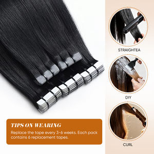 Cheveux vierges européens en gros, double trame, 100% cheveux humains Remy, extensions de cheveux à bandes adhésives régulières avec cuticules alignées - Product Image 6