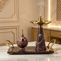 Ensemble de brûleurs d'encens en marbre naturel pour la décoration de la maison au Ramadan, Mabkhara arabe, décoration de table pour la maison