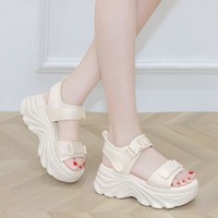Sandales pour femme style influenceur 2026, nouvelles arrivées été, en toile unie, à semelle souple antidérapante et plateforme épaisse, ODM/OEM