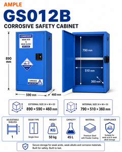 Gabinete de Almacenamiento de Productos Químicos de Laboratorio, 45L, 12 Galones, Azul, Gabinete de Seguridad para Productos Corrosivos con Estante Ajustable para Uso Industrial, OEM, ODM - Product Image 2