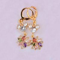Anting Gantung Perhiasan Fashion Zirkon Warna-warni Lapis Emas 18k Kualitas Tinggi Grosir Terbaru 2024 Aretes Pendientes Brincos Joyeria