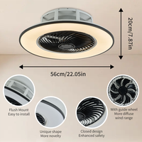 Ventilateur de plafond LED moderne avec télécommande, RGB, 5 pales, moteur dimmable, ABS, 220V, éclairage intérieur