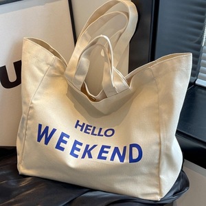 Logo personalizzato alla moda riutilizzabile in tela di cotone <span class=keywords><strong>Shopping</strong></span> Bag leggero pieghevole per i viaggi di <span class=keywords><strong>Shopping</strong></span> in spiaggia giorni - Product Image 2