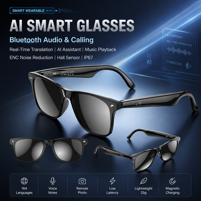 Nexlenz NL AI Translation Smart Glasses Real-Time Voice&Video Translation Free AI Model Simultaneous Interpretation for Smart