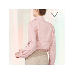 Veste de sport active VETEGA pour femme à col montant, tissée, demi-zip, séchage rapide, manches longues, légère, avec logo frontal - Product Image 3