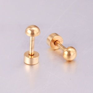 Boucles d'oreilles clous à vis mignonnes en gros, plaquées or 18 carats, bijoux en acier inoxydable pour femmes, petites boucles d'oreilles féminines, vente chaude - Product Image 2