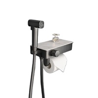 Nouveau pistolet gris robinet dissimulé pulvérisateur de toilette bidet ensemble laiton mélangeur mural à main chaud et froid avec porte-papier