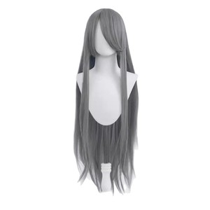 Peluca de cosplay para mujer, pelo largo y liso de 100cm, cubre toda la cabeza con flequillo, estilo Anime, pelucas elegantes para dar forma al rostro - Product Image 5