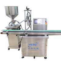 Machine de remplissage automatique pneumatique à tête unique YETO avec PLC pour pots de crème et de lotion corporelle, avec convoyeur pour flacons en verre et sachets