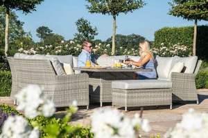 Set di Mobili da Giardino a Forma di U in Rattan Oxford <span class=keywords><strong>Royal</strong></span>, Lussuoso Set da <span class=keywords><strong>Patio</strong></span> con Tavolo e Divano, Arredamento da Esterno per Balcone con Braciere - Product Image 3