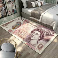 Tapis de chambre, couverture de canapé, tapis de table en matière plastique avec fenêtre transparente, motif billets de banque (USD, GBP, Euro) Canada, Australie, Royaume-Uni