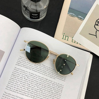 Vente en gros Lunettes de soleil ovales mode rétro en métal vintage pour hommes et femmes Lunettes de soleil rondes polarisées UV400