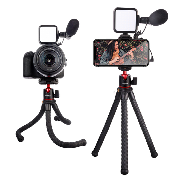 COMAN New Arrival Technology Vlogging Kit Phone Mini Octopus Tripod for Mobile Phone Camera Youtube Tik Tok