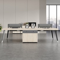 Escritorio de Oficina Moderno y Minimalista para Varias Personas, Estación de Trabajo Combinada con Divisiones, Personalizable y Desmontable, de Madera