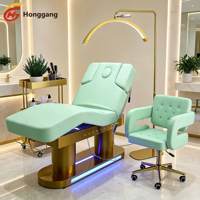 Table de massage électrique de luxe à 4 moteurs pour spa facial, lit de beauté pour salon de beauté, cosmétique, maquillage des sourcils
