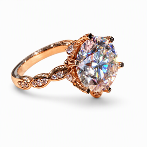 Anello di Fidanzamento Classico Placcato in Oro Rosa con Diamante, Montatura Rotonda a Griffe, Gioiello di Moda per Donne - Product Image 1