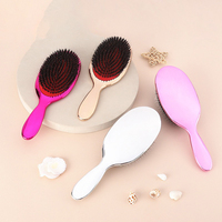 Brosse à cheveux à coussin d'air électrolytique avec poils de sanglier végétaliens démêlant la palette d'or rose pour un peigne droit bouclé We Dry