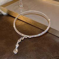 Kalung Kaca Tetesan Air Mewah Trendy Jachon, Liontin Fashion, Kalung Choker Rantai, Perhiasan Halus untuk Wanita