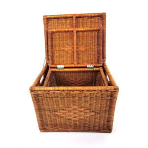 Premium <b>Large</b> Rectangle <b>Storage</b> <b>Basket</b> Natural Rattan Organizer Container for Bedroom or Office for Laundry Sorting - Product Image 1