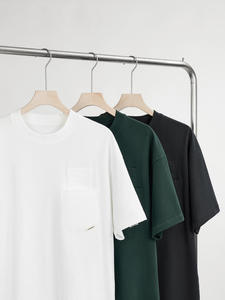 T-shirt décontracté pour homme 100 % coton 300g, motif à pois, double poche, design fendu, anti-plis, anti-boulochage - Product Image 3