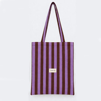 Sac fourre-tout rayé grande taille en toile pour la plage, avec logo personnalisé, idéal pour les voyages, sac à bandoulière, sac de shopping, sac à main tendance