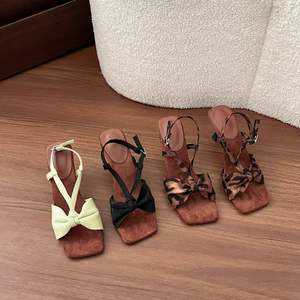 Sandalias de Estilo Moderno para Verano, con Punta Francesa, Tacón Bajo y Lazo, Tacones Altos para Mujer - Product Image 3