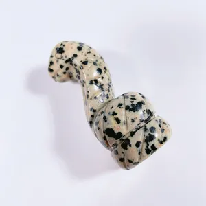 Hot sale natural carved various kinds of crystal chinese dalmatian jasper 1 inch snake polish ornament Crafts