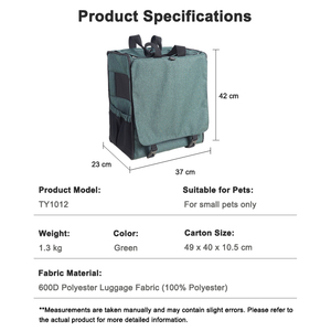 Mochila de Viaje Plegable para Mascotas, Transpirable, Multidireccional, Lavable, de Gran Capacidad, Color Verde, a Bajo Precio - Product Image 3