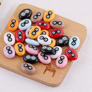 Cuentas Sueltas Ovaladas con Emojis, de Resina Acrílica, con Orificio Recto, para Manualidades y Joyería, Color Aleatorio - Product Image 3