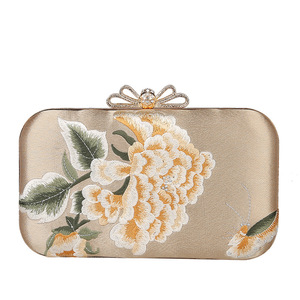 Ladies Peony Embroidery <b>Wedding</b> <b>Clutch</b> Bag Popular Evening Bag Chain Women's Shoulder Bag - Product Image 1