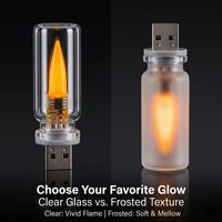 Bougie électronique LED en verre dépoli USB transfrontalière, lumière d'ambiance de bar, veilleuse à flamme simulée, moderne