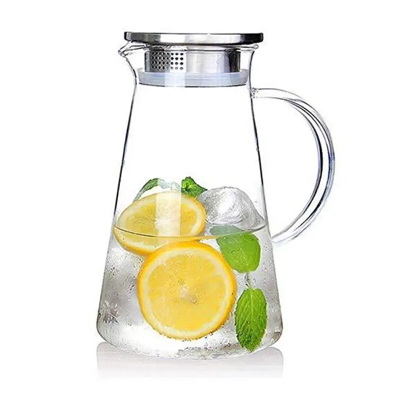 Caraffa di vetro da 2.0 litri con coperchio brocca di tè con acqua