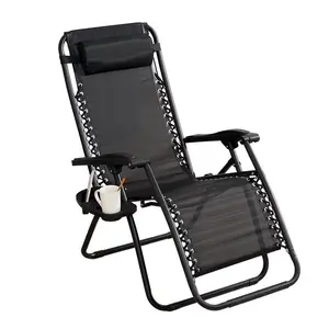 cómodo plegable sillas al aire libre Suppliers-Reposacabezas ajustable y plegable portátil, silla de descanso con reposapiés y bandejas para acampada y playa